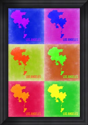 Framed Los Angeles Pop Art Map 3 Print