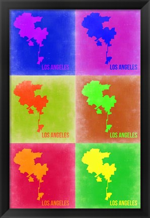 Framed Los Angeles Pop Art Map 3 Print