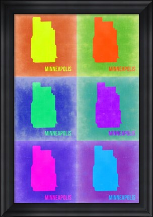 Framed Minneapolis Pop Art Map 3 Print
