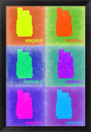 Framed Minneapolis Pop Art Map 3 Print