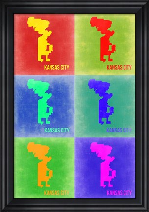 Framed Kansas City Pop Art Map 3 Print