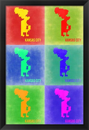 Framed Kansas City Pop Art Map 3 Print