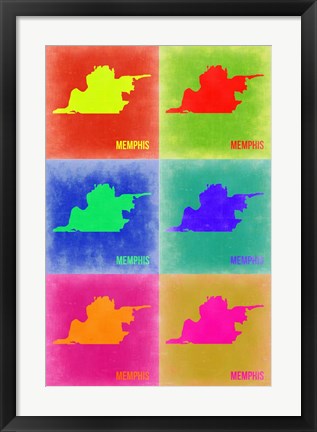 Framed Memphis Pop Art Map 3 Print