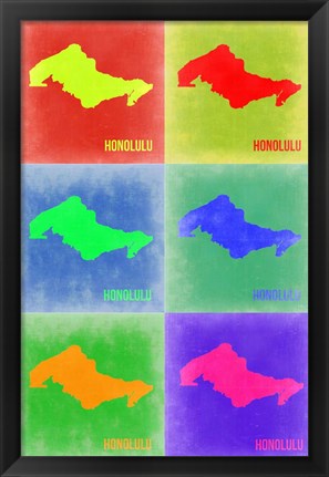 Framed Honolulu  Pop Art Map 3 Print