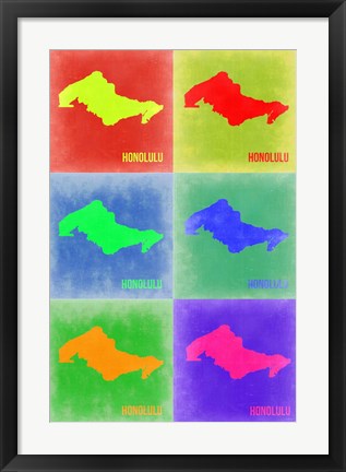 Framed Honolulu  Pop Art Map 3 Print