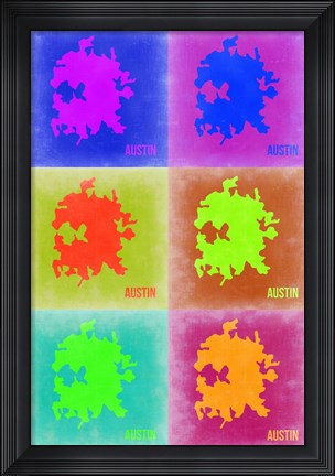 Framed Austin Pop Art Map 3 Print