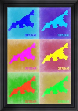Framed Cleveland Pop Art Map 3 Print