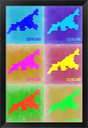 Framed Cleveland Pop Art Map 3 Print