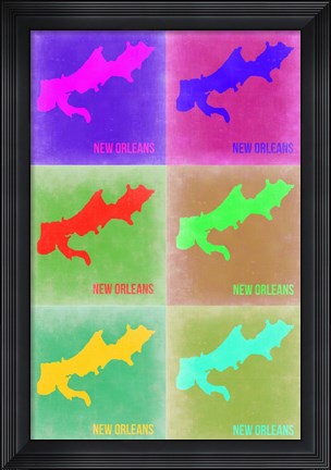 Framed New Orleans Pop Art Map 3 Print