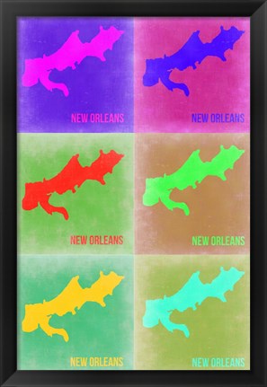 Framed New Orleans Pop Art Map 3 Print