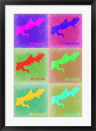 Framed New Orleans Pop Art Map 3 Print