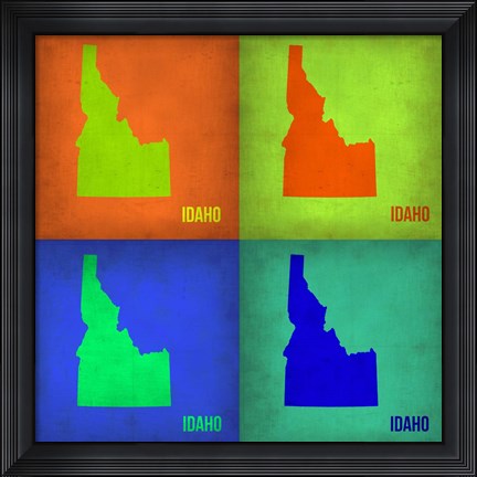 Framed Idaho Pop Art Map 1 Print