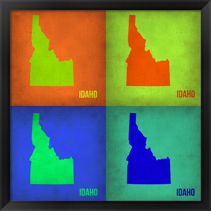 Framed Idaho Pop Art Map 1 Print