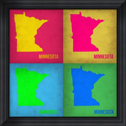 Framed Minnesota Pop Art Map 1 Print