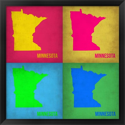 Framed Minnesota Pop Art Map 1 Print
