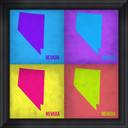 Framed Nevada Pop Art Map 1 Print