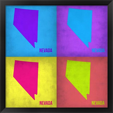 Framed Nevada Pop Art Map 1 Print