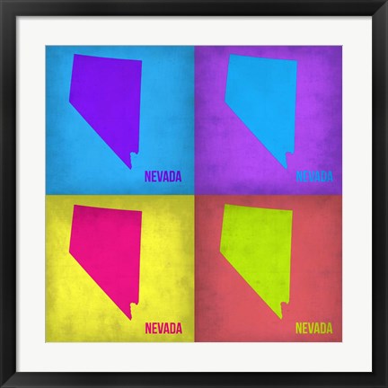 Framed Nevada Pop Art Map 1 Print