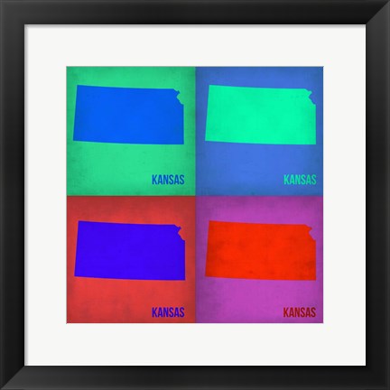 Framed Kansas Pop Art Map1 Print