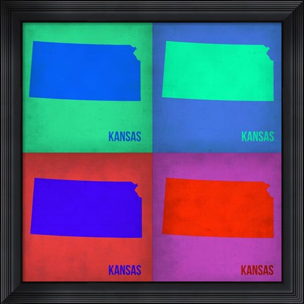 Framed Kansas Pop Art Map1 Print