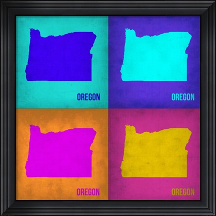 Framed Oregon Pop Art Map1 Print