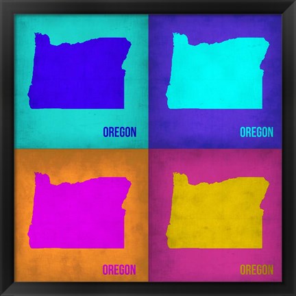 Framed Oregon Pop Art Map1 Print