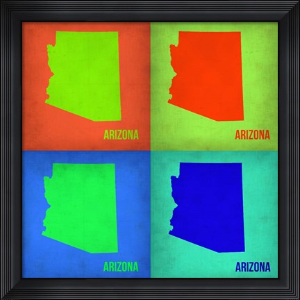 Framed Arizona Pop Art Map1 Print