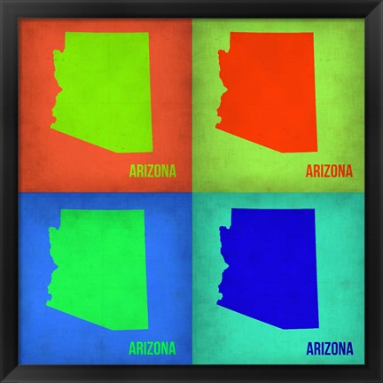 Framed Arizona Pop Art Map1 Print