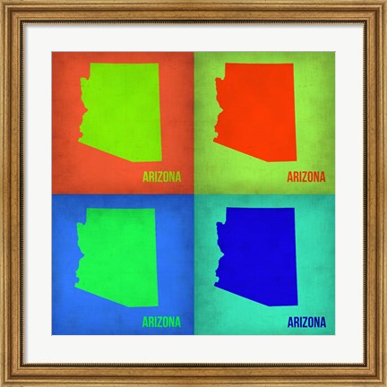 Framed Arizona Pop Art Map1 Print