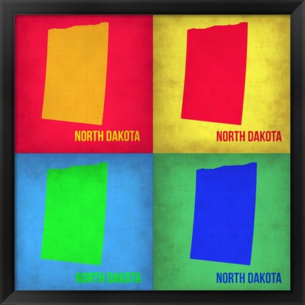 Framed North Dakota Pop Art Map 1 Print