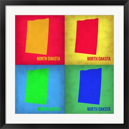 Framed North Dakota Pop Art Map 1 Print