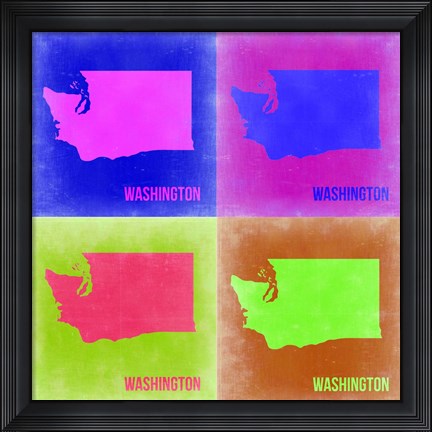 Framed Washington Pop Art Map 2 Print
