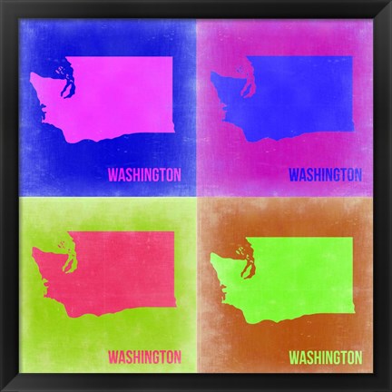 Framed Washington Pop Art Map 2 Print