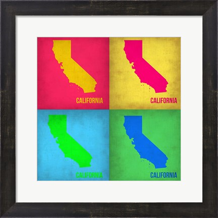 Framed California Pop Art Map 1 Print