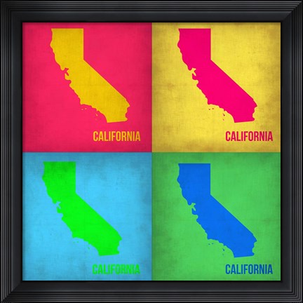 Framed California Pop Art Map 1 Print