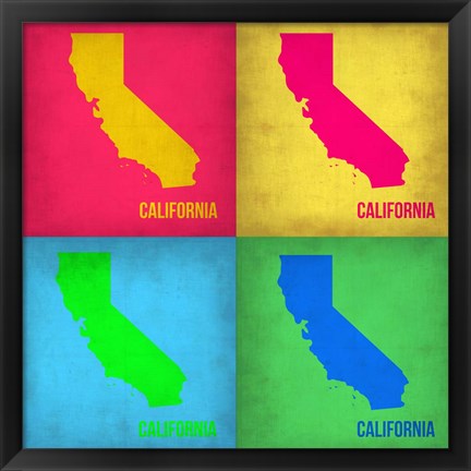 Framed California Pop Art Map 1 Print