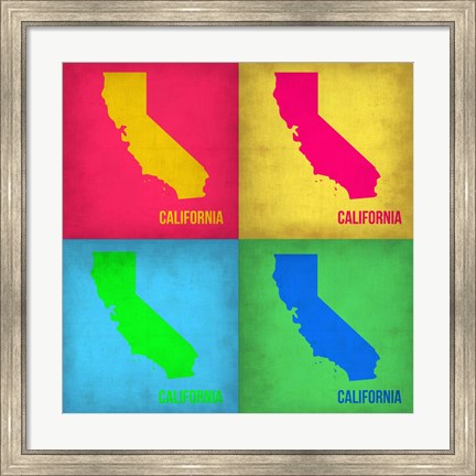Framed California Pop Art Map 1 Print