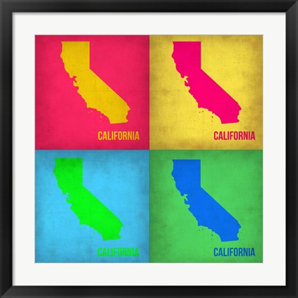 Framed California Pop Art Map 1 Print