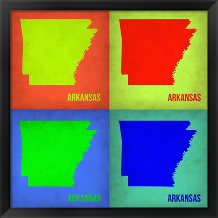 Framed Arkansas Pop Art Map 1 Print