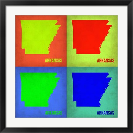 Framed Arkansas Pop Art Map 1 Print