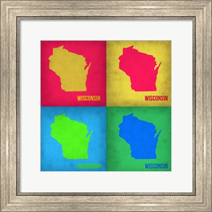 Framed Wisconsin Pop Art Map 1 Print