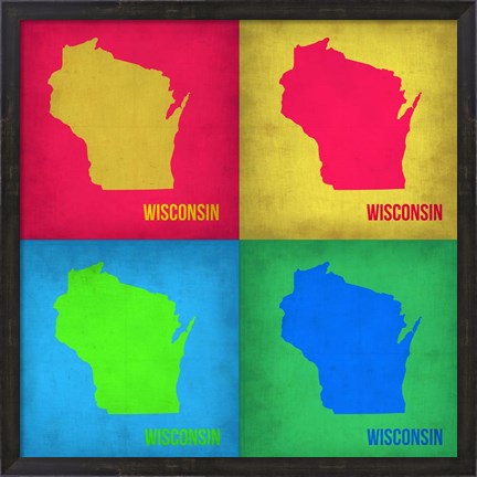 Framed Wisconsin Pop Art Map 1 Print