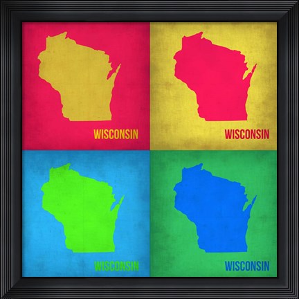 Framed Wisconsin Pop Art Map 1 Print