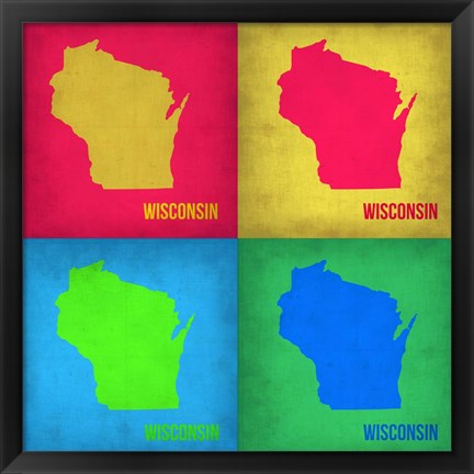 Framed Wisconsin Pop Art Map 1 Print