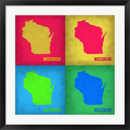 Framed Wisconsin Pop Art Map 1 Print