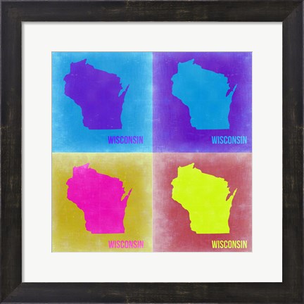 Framed Wisconsin Pop Art Map 3 Print