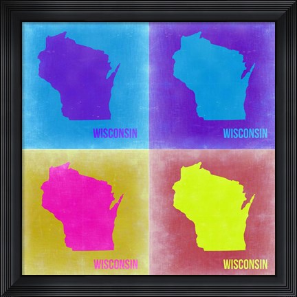 Framed Wisconsin Pop Art Map 3 Print