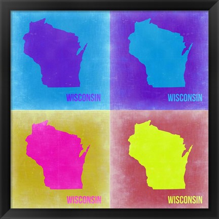 Framed Wisconsin Pop Art Map 3 Print