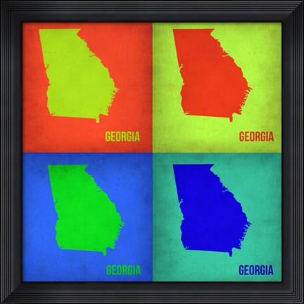 Framed Georgia Pop Art Map 1 Print