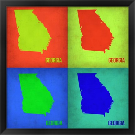 Framed Georgia Pop Art Map 1 Print